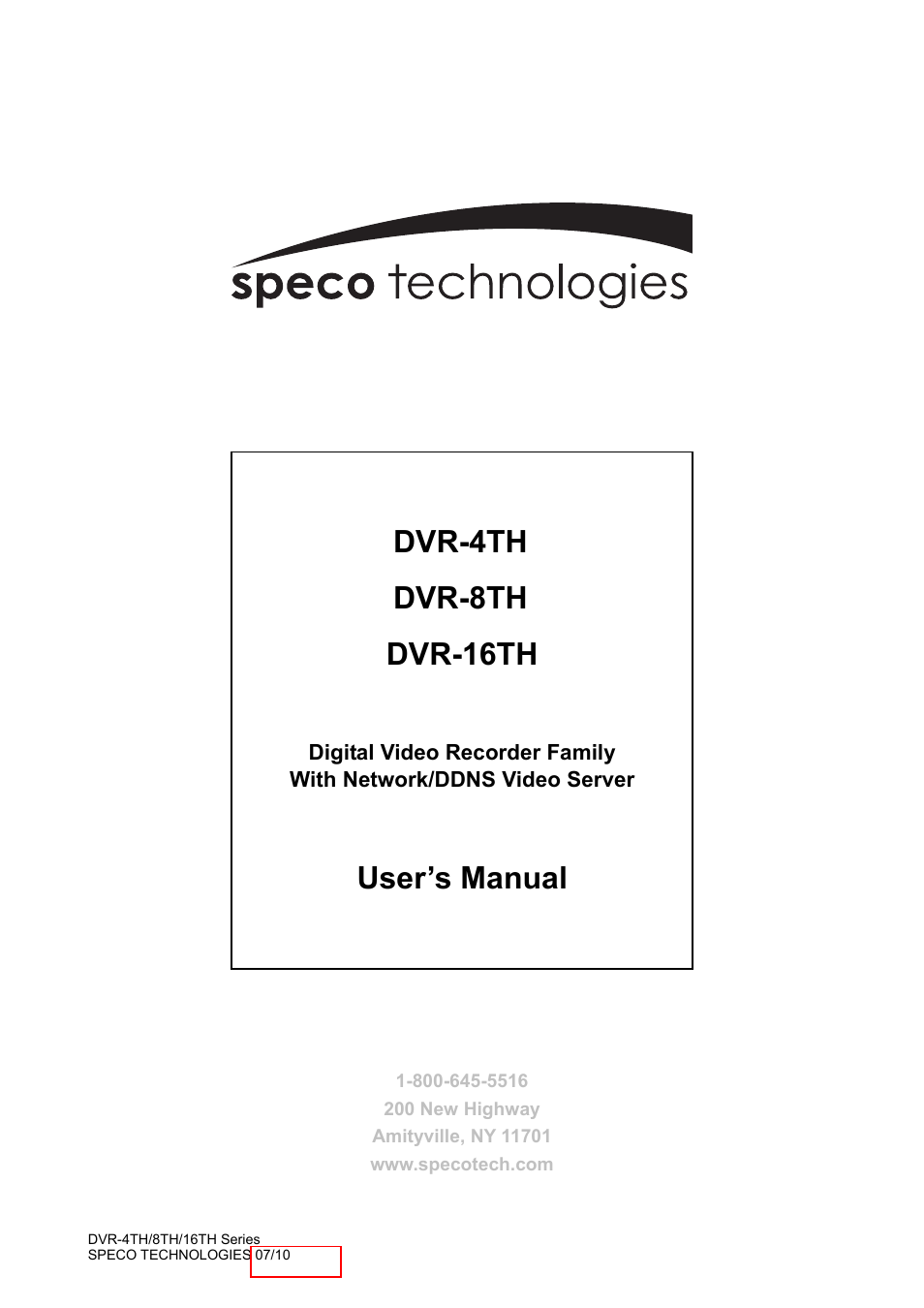 Speco Technologies 8TH User Manual | 175 pages