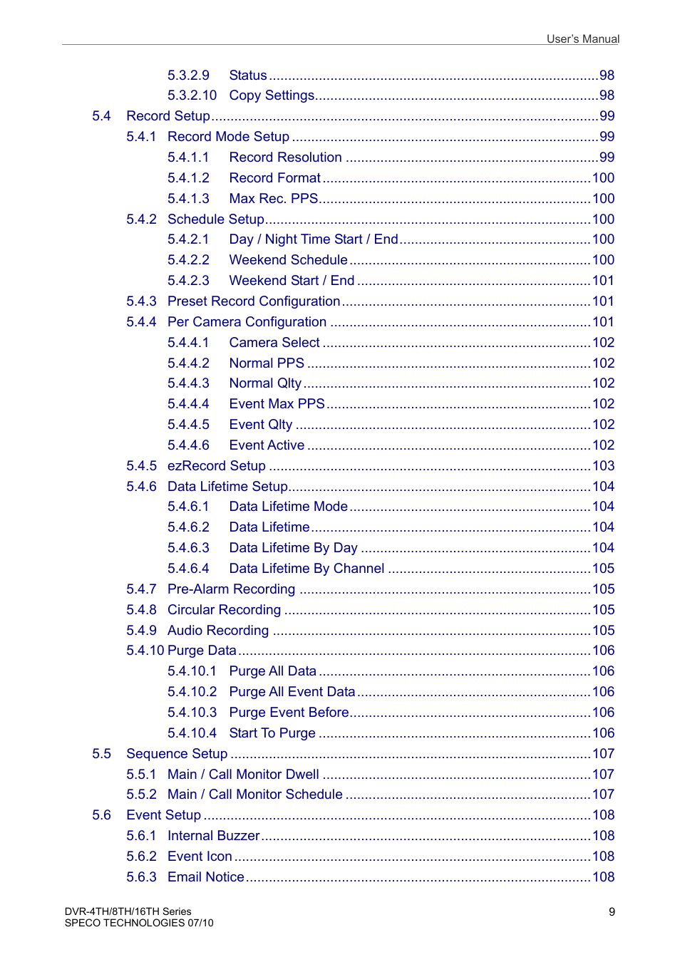 Speco Technologies 8TH User Manual | Page 10 / 175