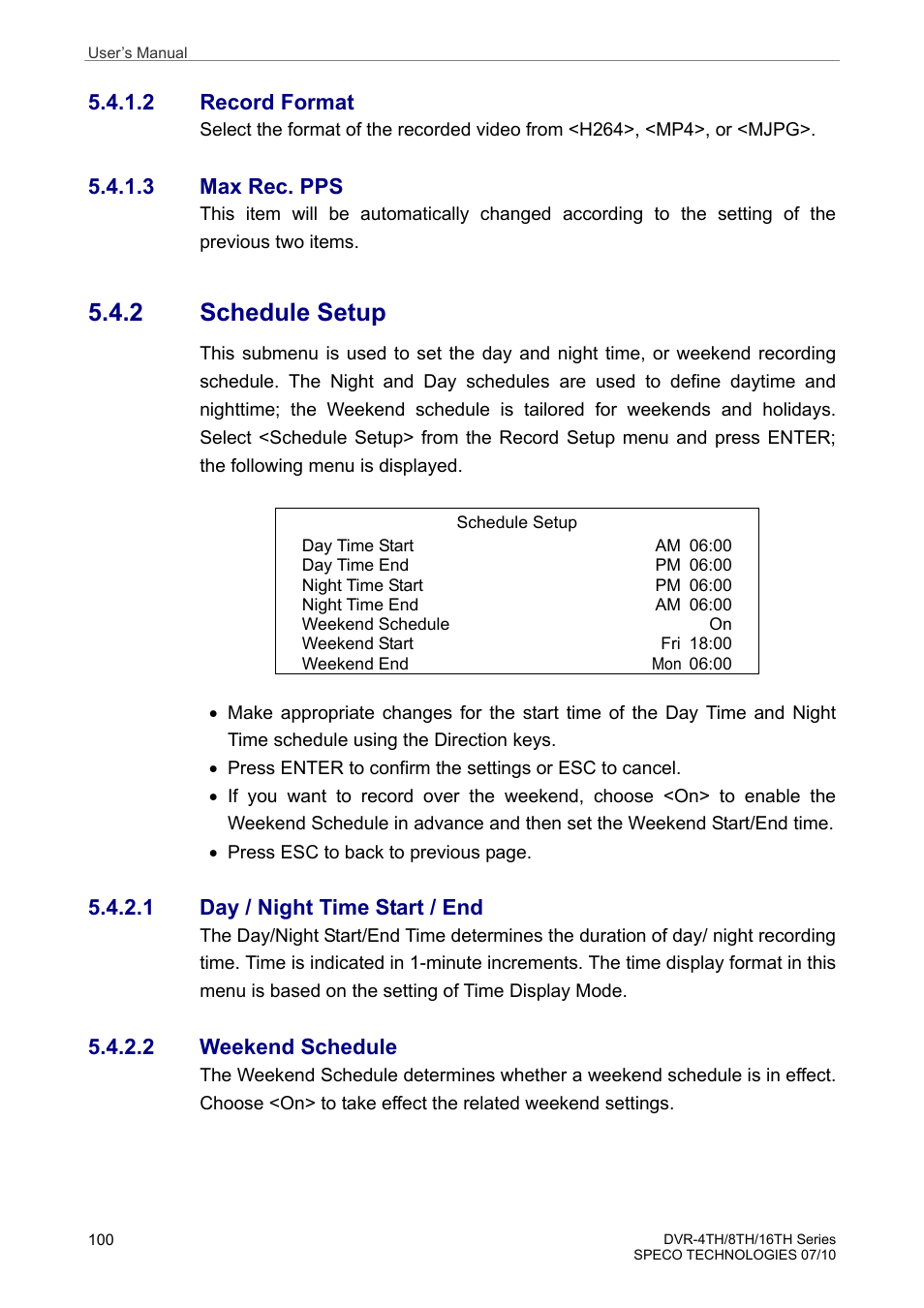 2 schedule setup | Speco Technologies 8TH User Manual | Page 101 / 175