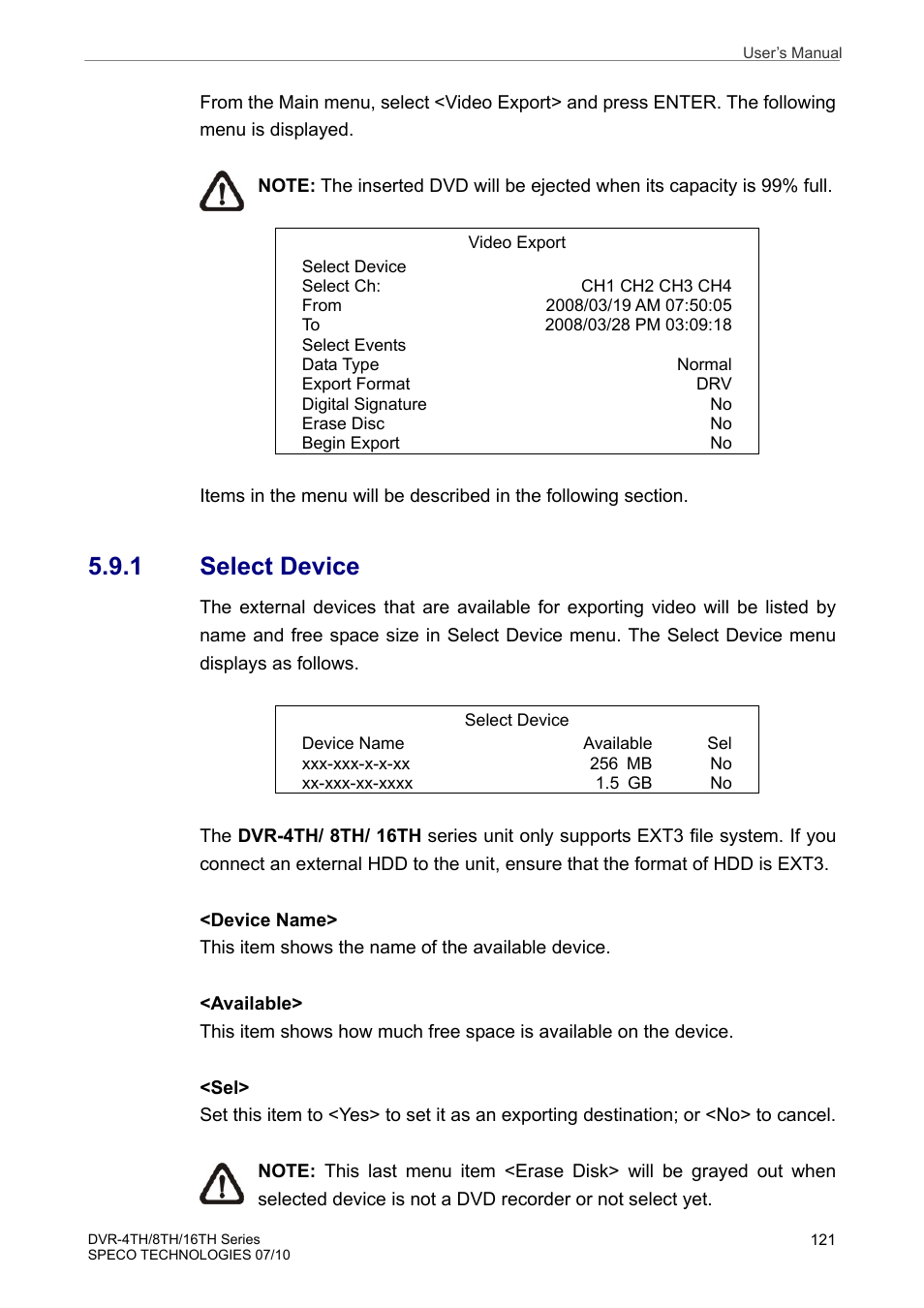 1 select device | Speco Technologies 8TH User Manual | Page 122 / 175