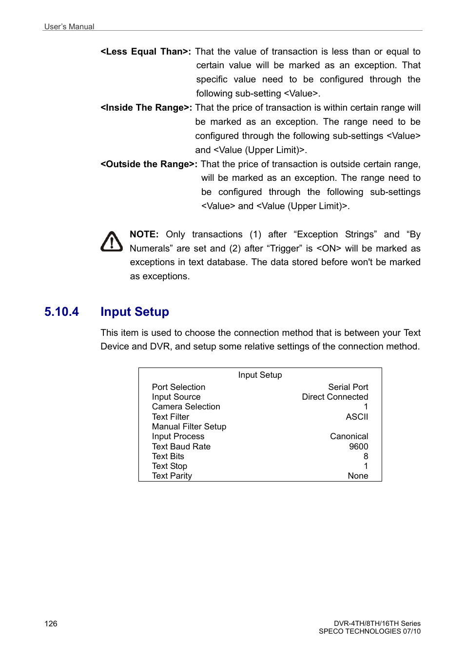 4 input setup | Speco Technologies 8TH User Manual | Page 127 / 175