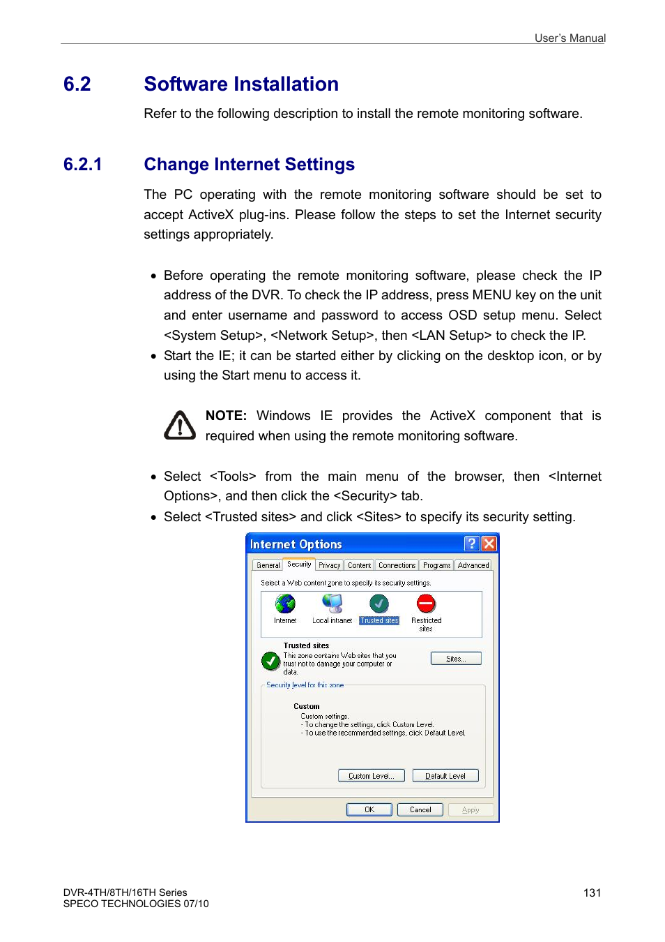 2 software installation, 1 change internet settings | Speco Technologies 8TH User Manual | Page 132 / 175