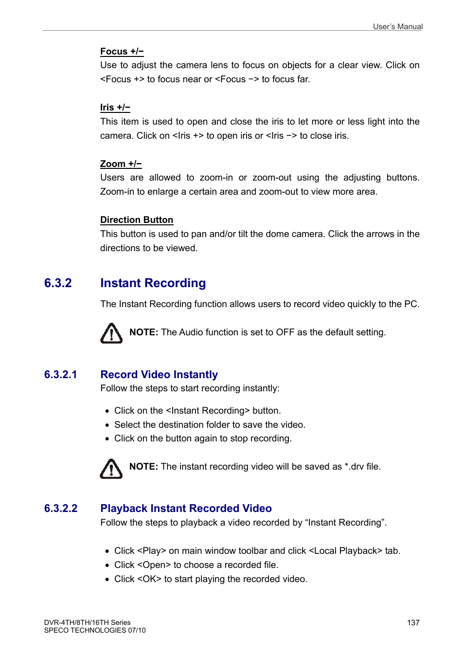 2 instant recording | Speco Technologies 8TH User Manual | Page 138 / 175