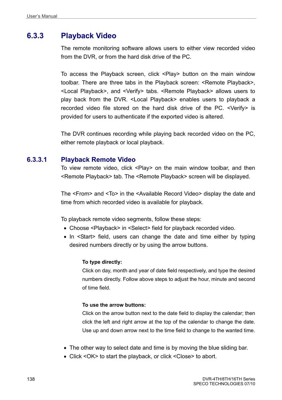 3 playback video | Speco Technologies 8TH User Manual | Page 139 / 175