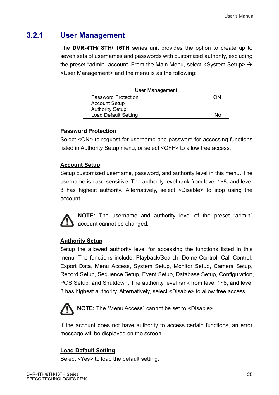 1 user management | Speco Technologies 8TH User Manual | Page 26 / 175