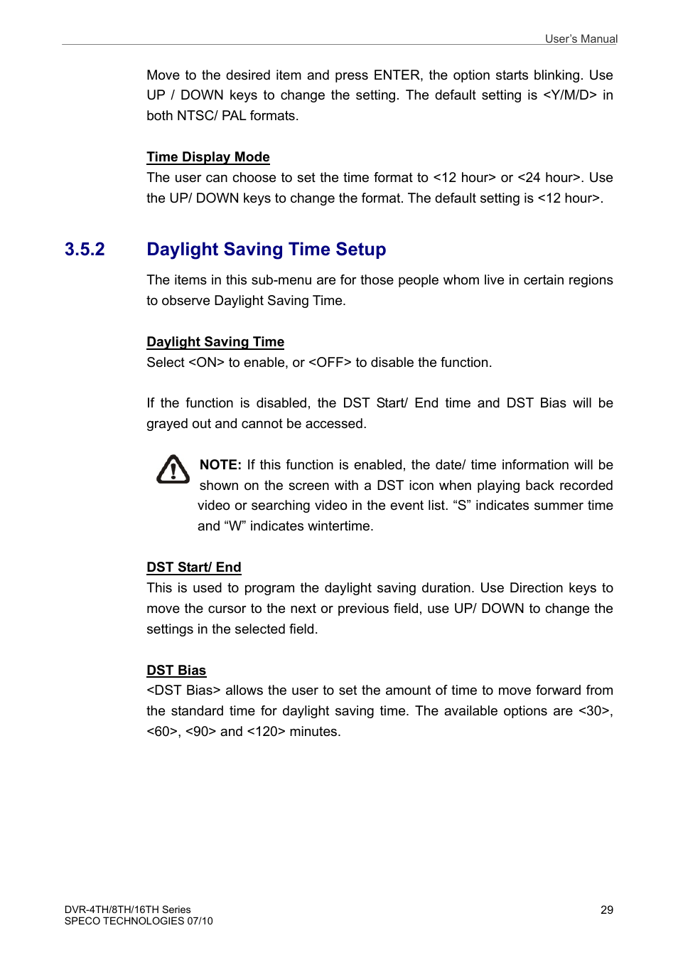 2 daylight saving time setup | Speco Technologies 8TH User Manual | Page 30 / 175