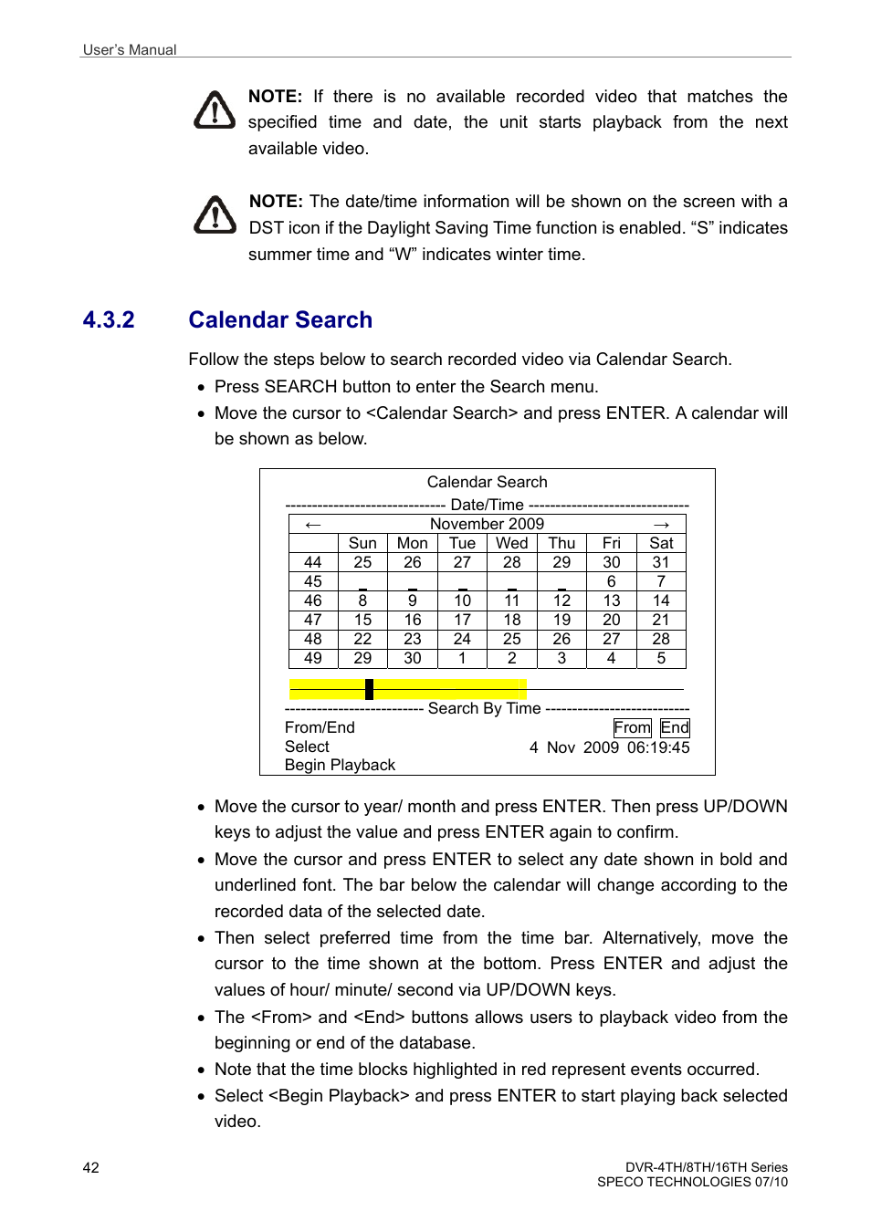 2 calendar search | Speco Technologies 8TH User Manual | Page 43 / 175