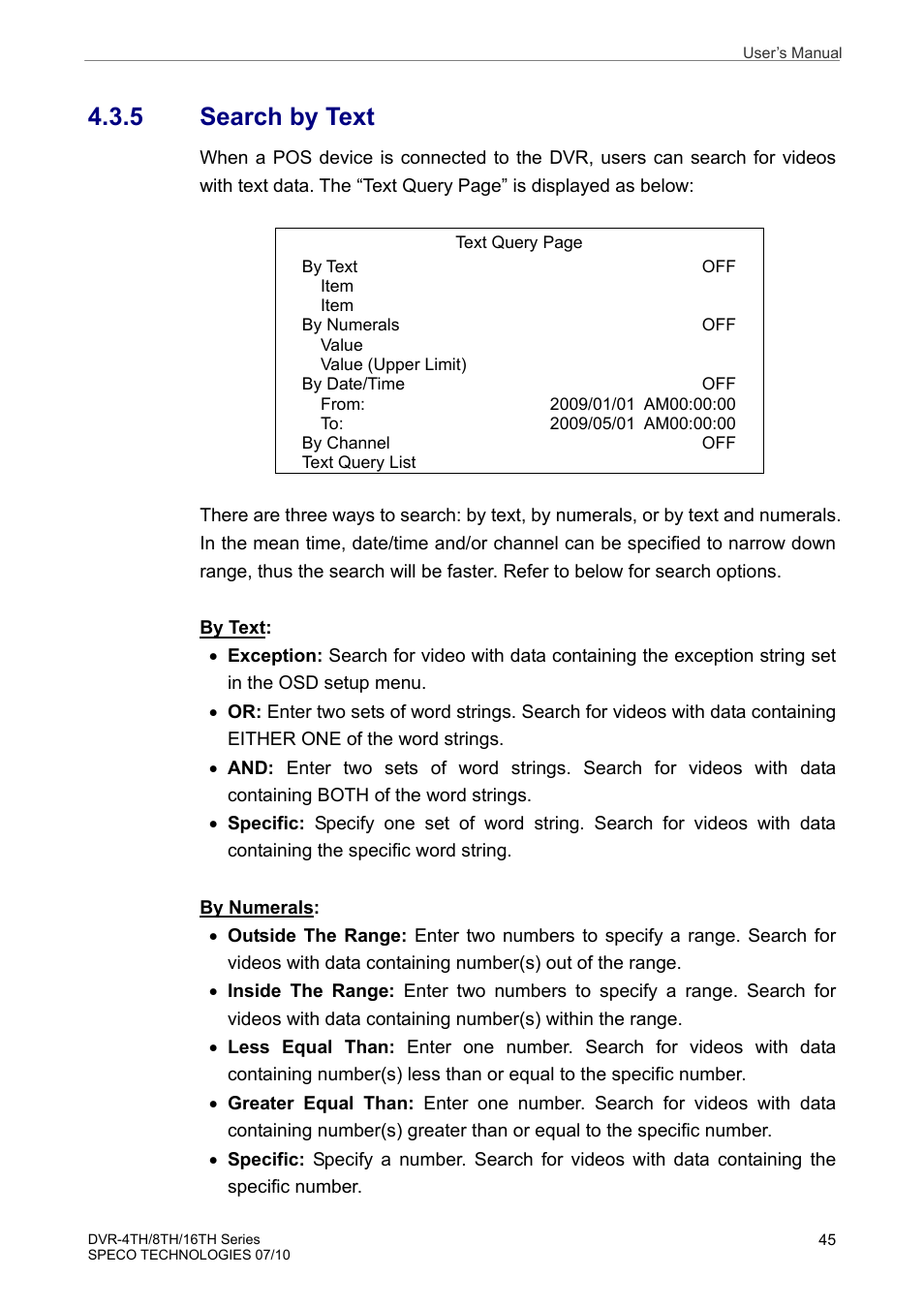 5 search by text | Speco Technologies 8TH User Manual | Page 46 / 175