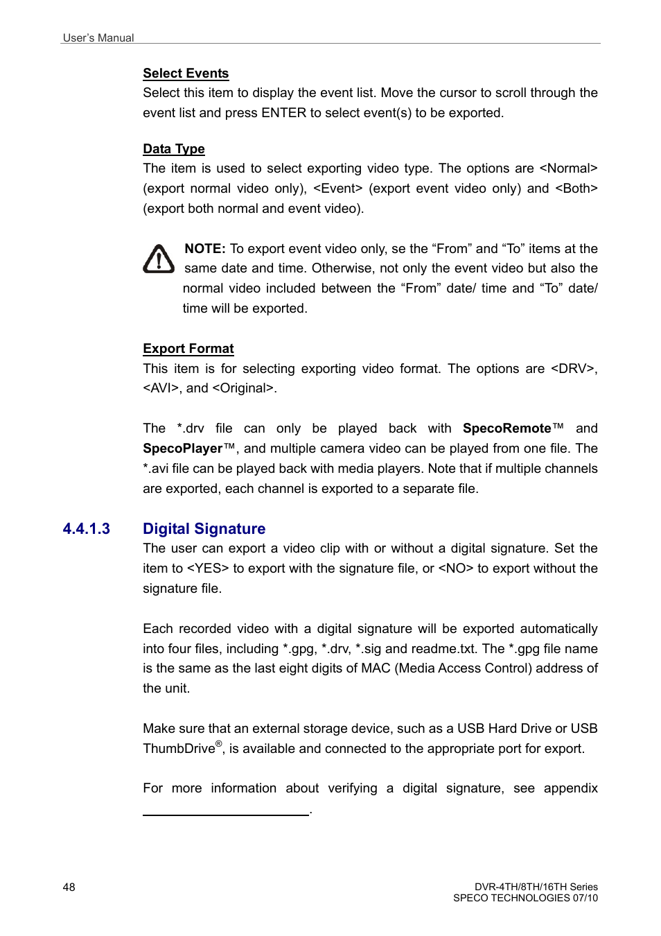 3 digital signature | Speco Technologies 8TH User Manual | Page 49 / 175