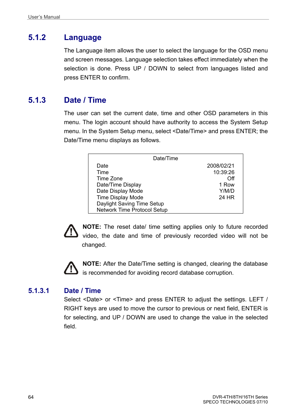 2 language, 3 date / time | Speco Technologies 8TH User Manual | Page 65 / 175