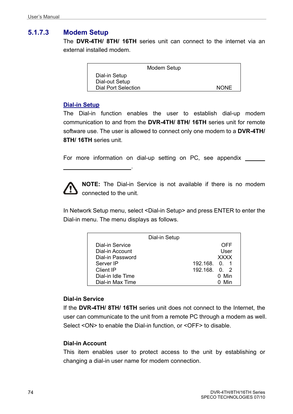 3 modem setup | Speco Technologies 8TH User Manual | Page 75 / 175