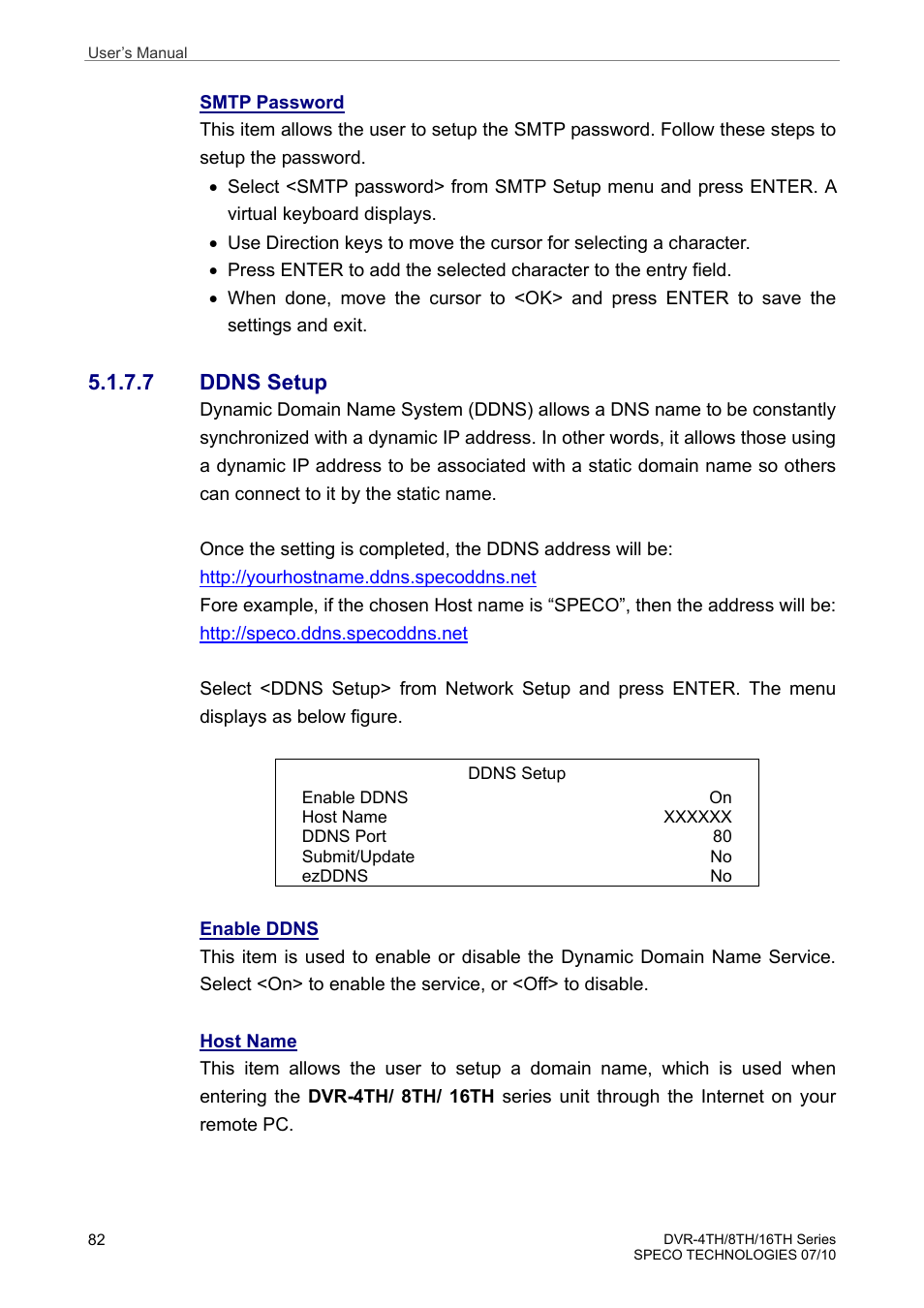 7 ddns setup | Speco Technologies 8TH User Manual | Page 83 / 175