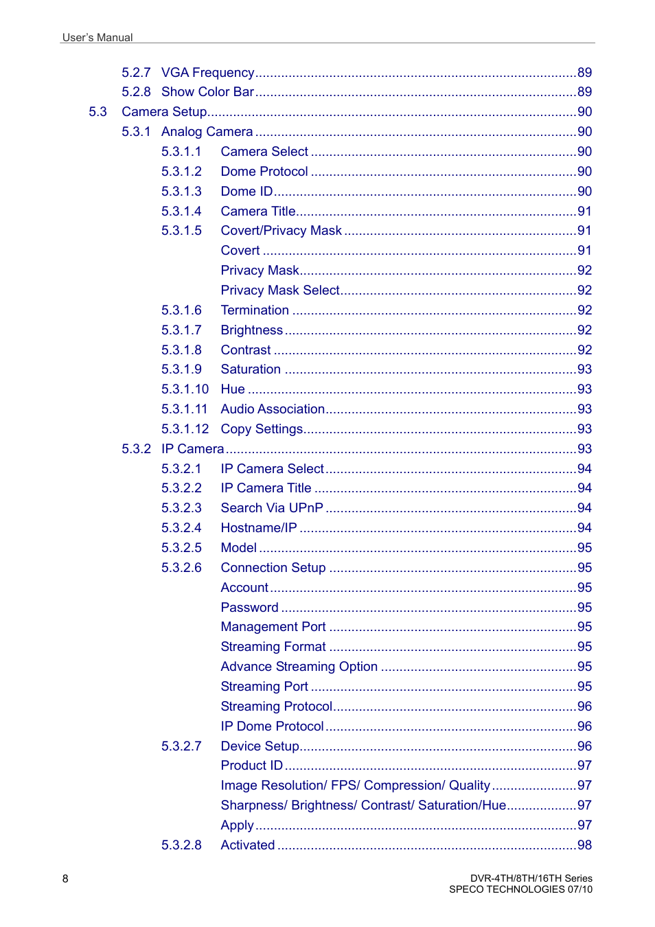 Speco Technologies 8TH User Manual | Page 9 / 175