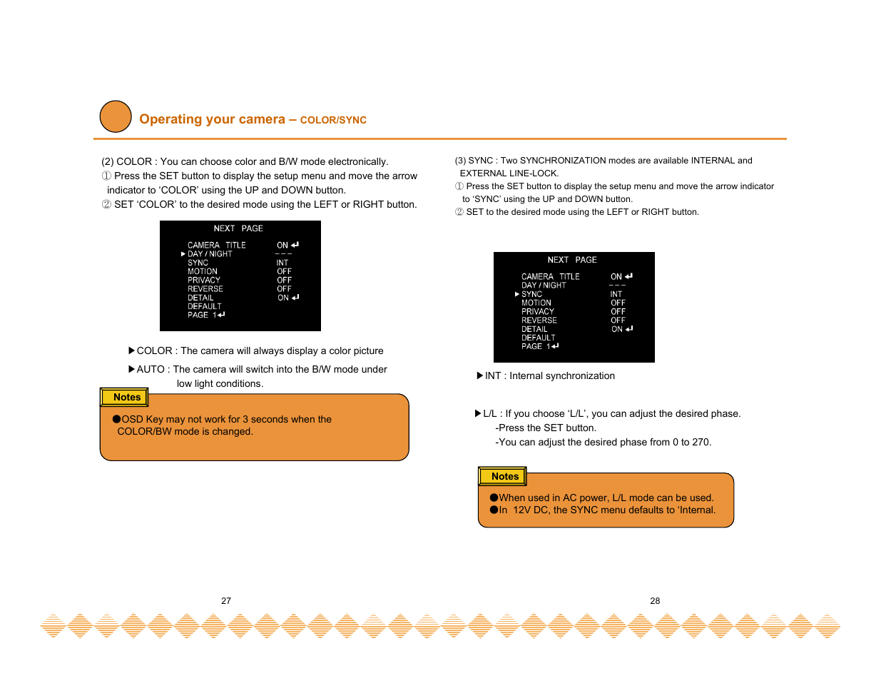 Operating your camera | Speco Technologies HT-INTD3 User Manual | Page 16 / 22