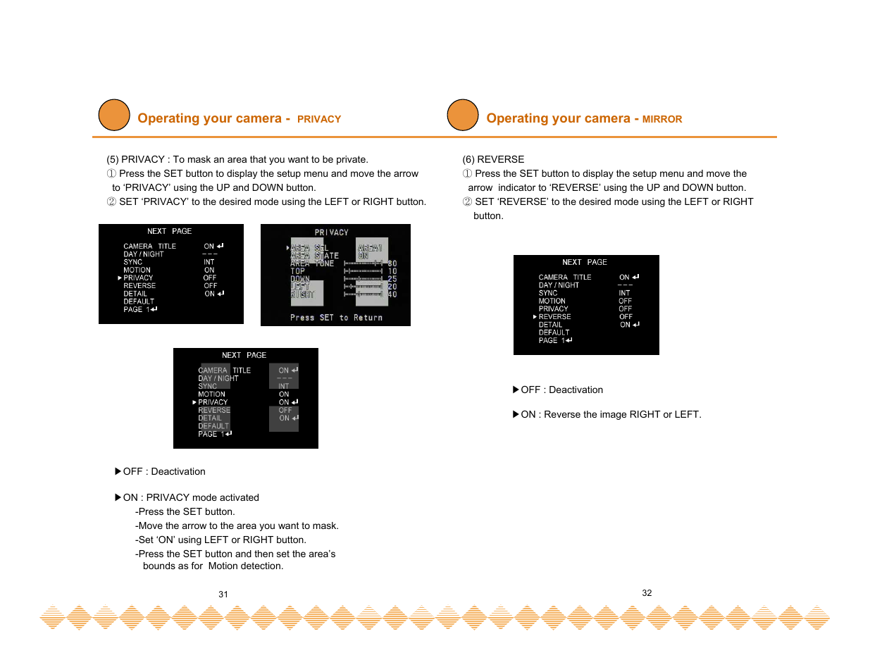 Operating your camera | Speco Technologies HT-INTD3 User Manual | Page 18 / 22