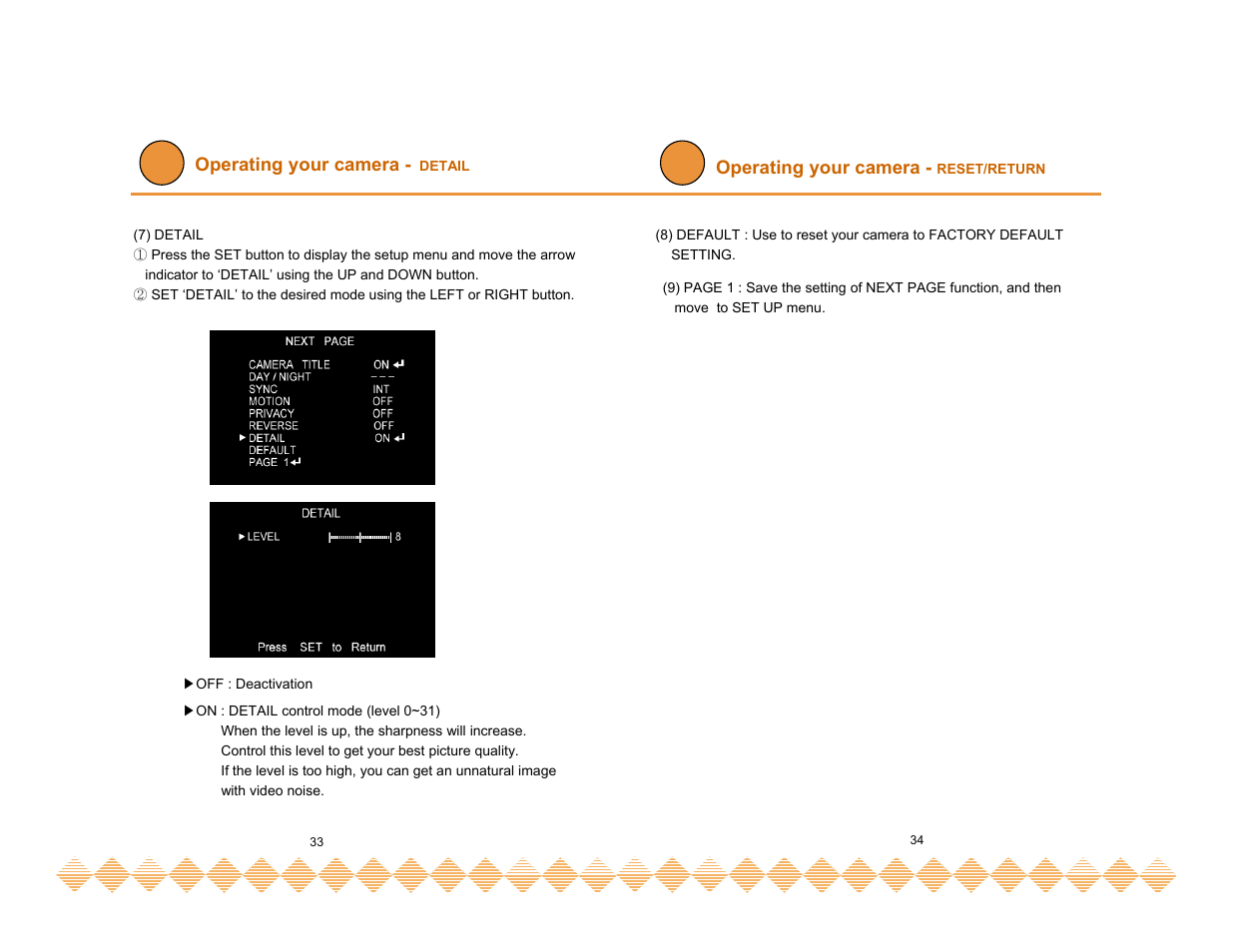 Operating your camera | Speco Technologies HT-INTD3 User Manual | Page 19 / 22