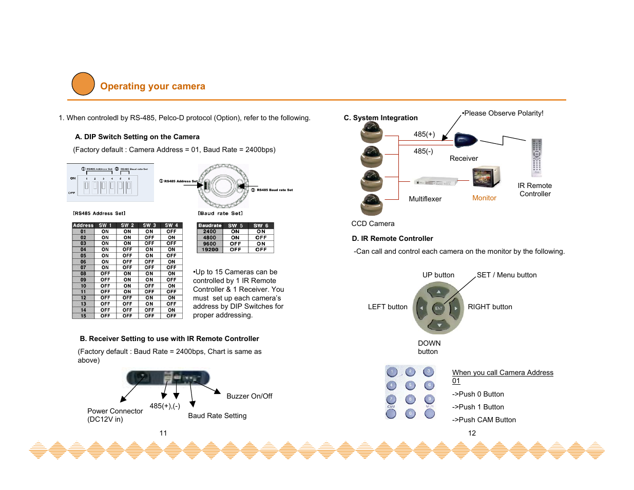 Operating your camera | Speco Technologies HT-INTD3 User Manual | Page 8 / 22
