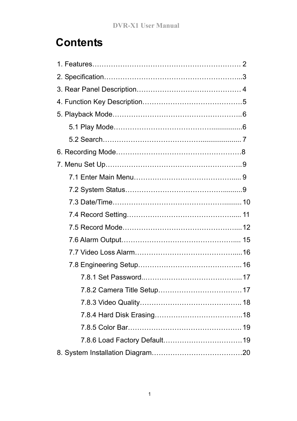 Speco Technologies DVR-X1 User Manual | Page 2 / 26