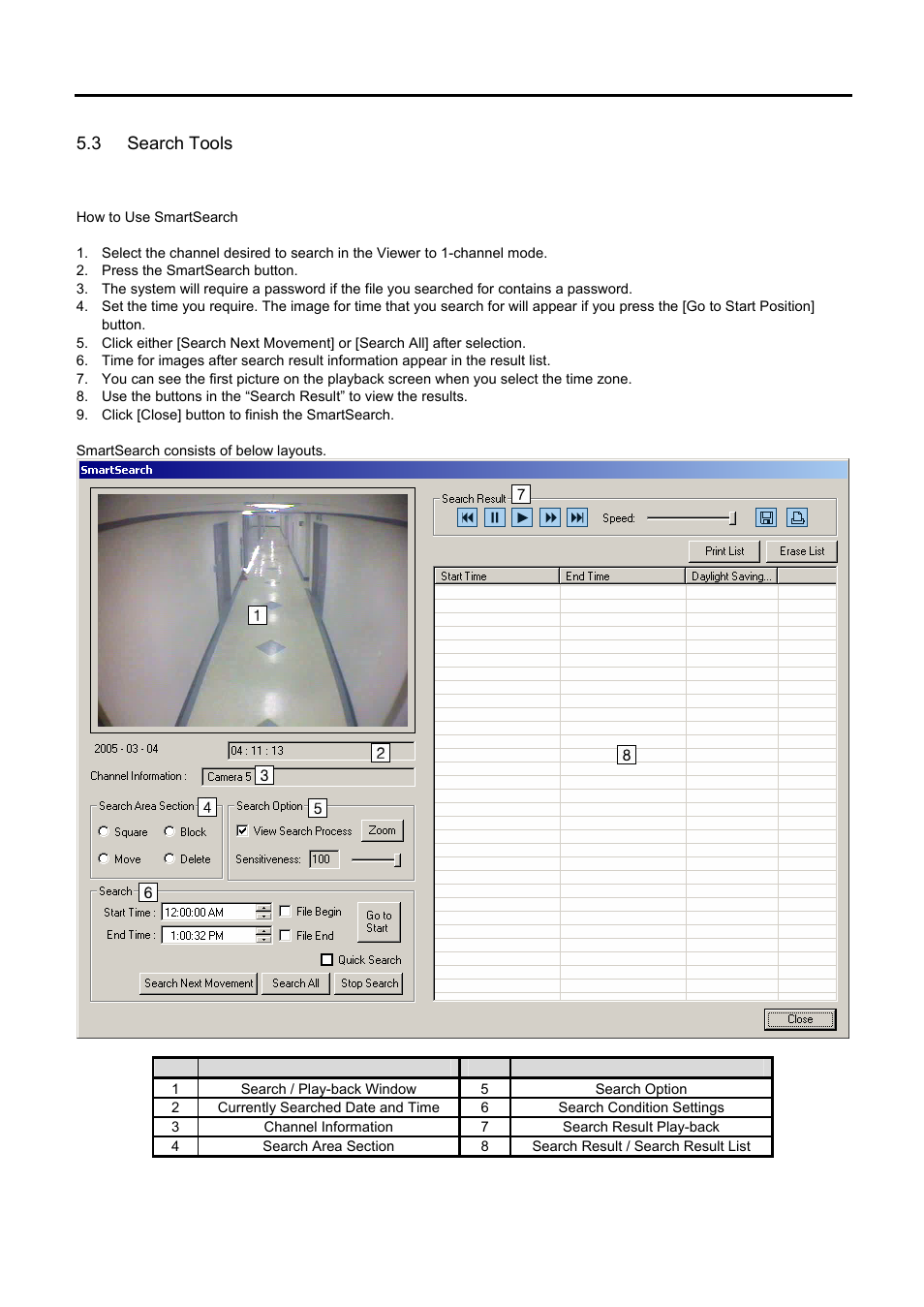 3 search tools, Smartsearch, Earch | Ools | Speco Technologies DVR-PC8 Series User Manual | Page 29 / 78