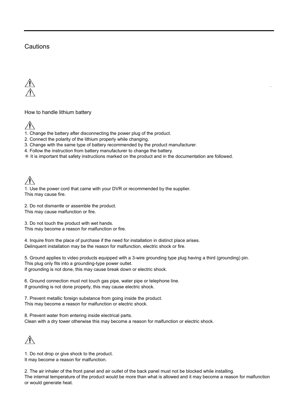 Signs of caution and warning, Important safeguards, Cautions | Speco Technologies DVR-PC8 Series User Manual | Page 3 / 78