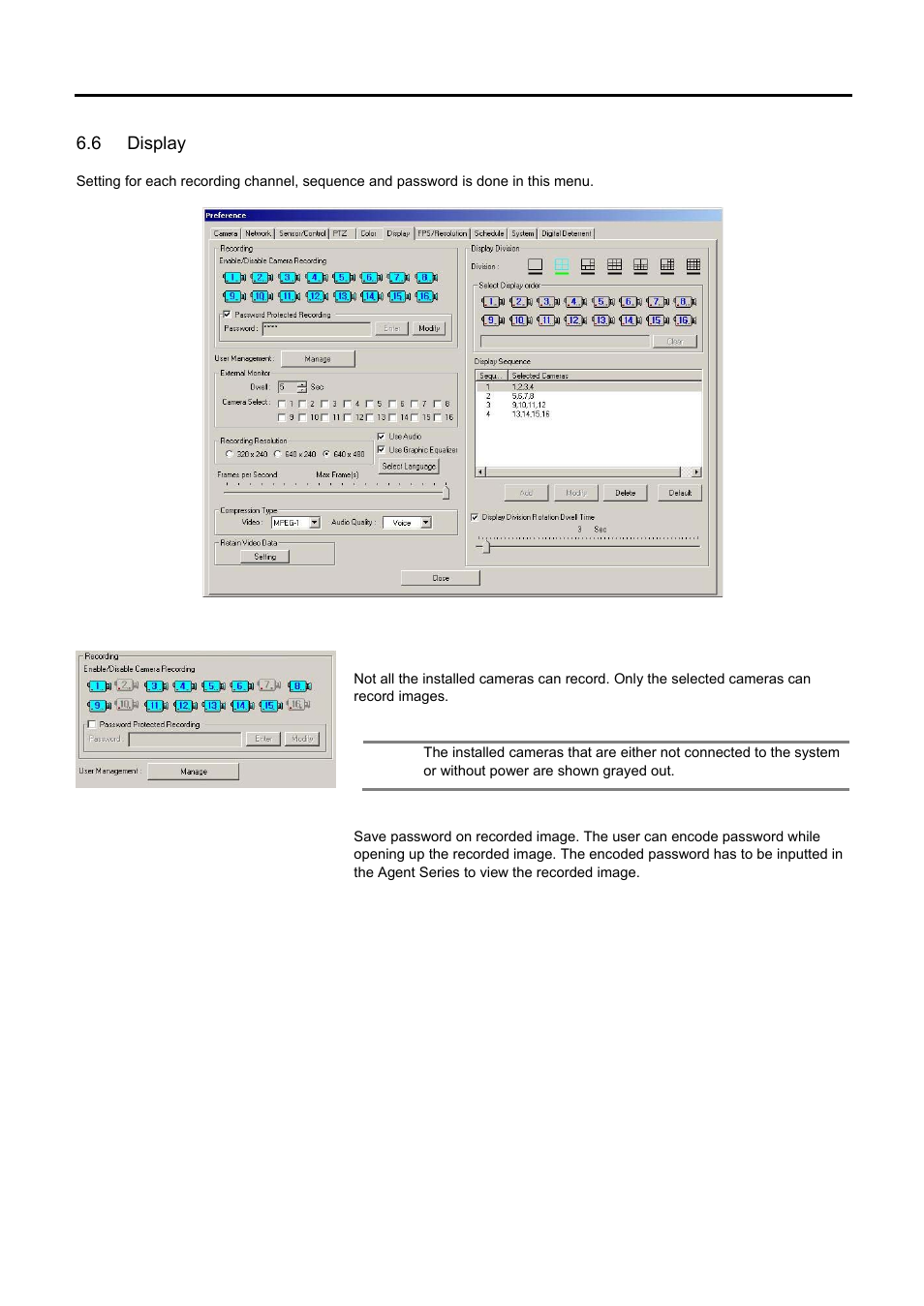 6 display, Recording, Isplay | Speco Technologies DVR-PC8 Series User Manual | Page 56 / 78