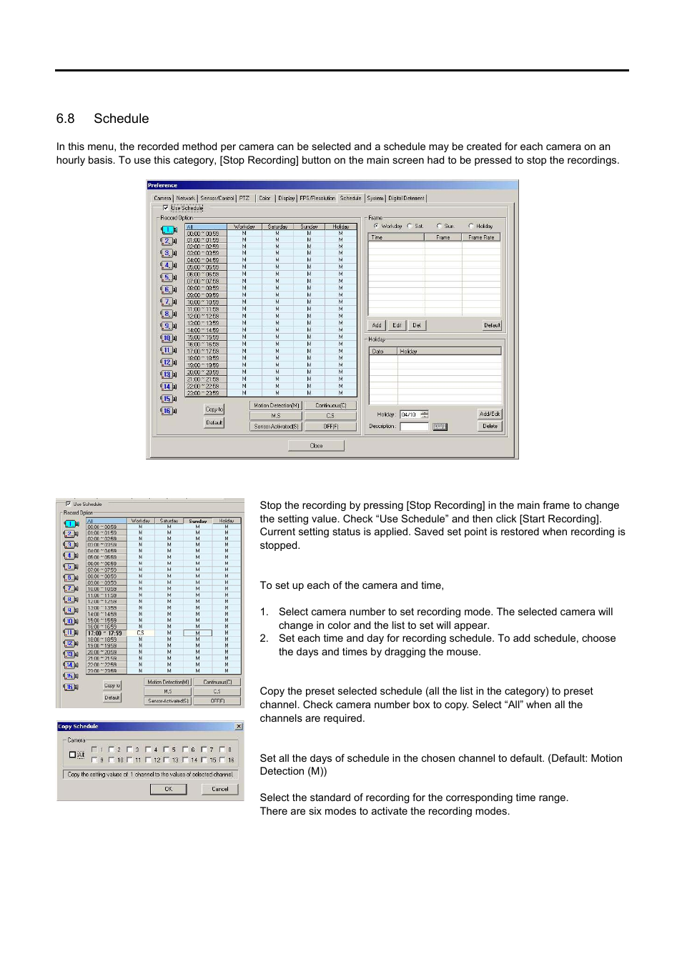 8 schedule, Use schedule, Chedule | Speco Technologies DVR-PC8 Series User Manual | Page 62 / 78