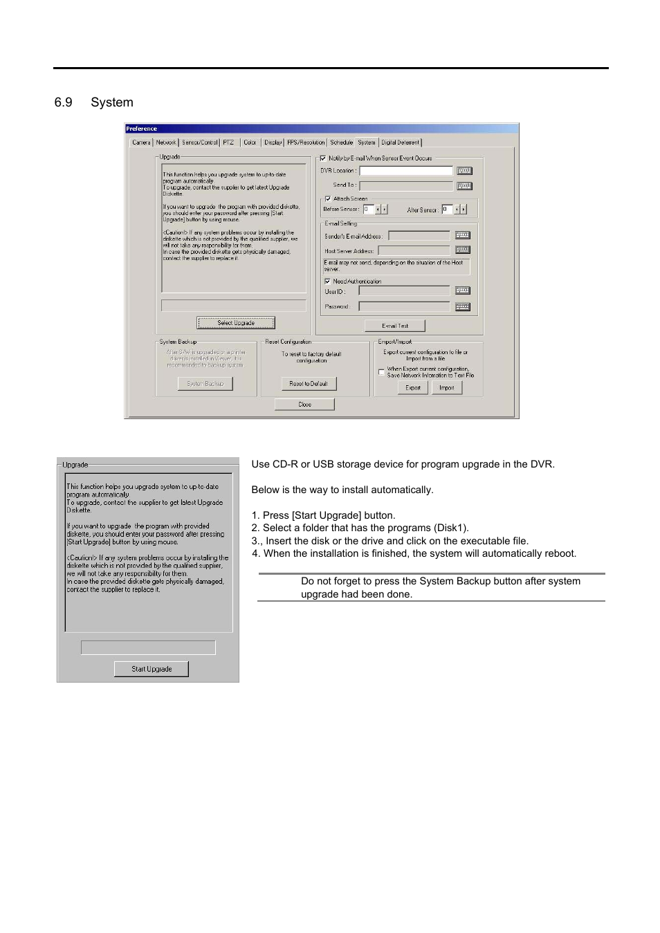 9 system, Upgrade, Ystem | Speco Technologies DVR-PC8 Series User Manual | Page 65 / 78