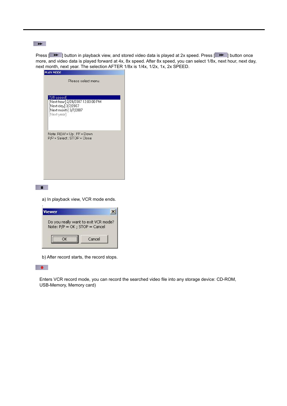 [ ] fast forward, [ ] stop, [ ] record | Speco Technologies DVR-PC8 Series User Manual | Page 72 / 78