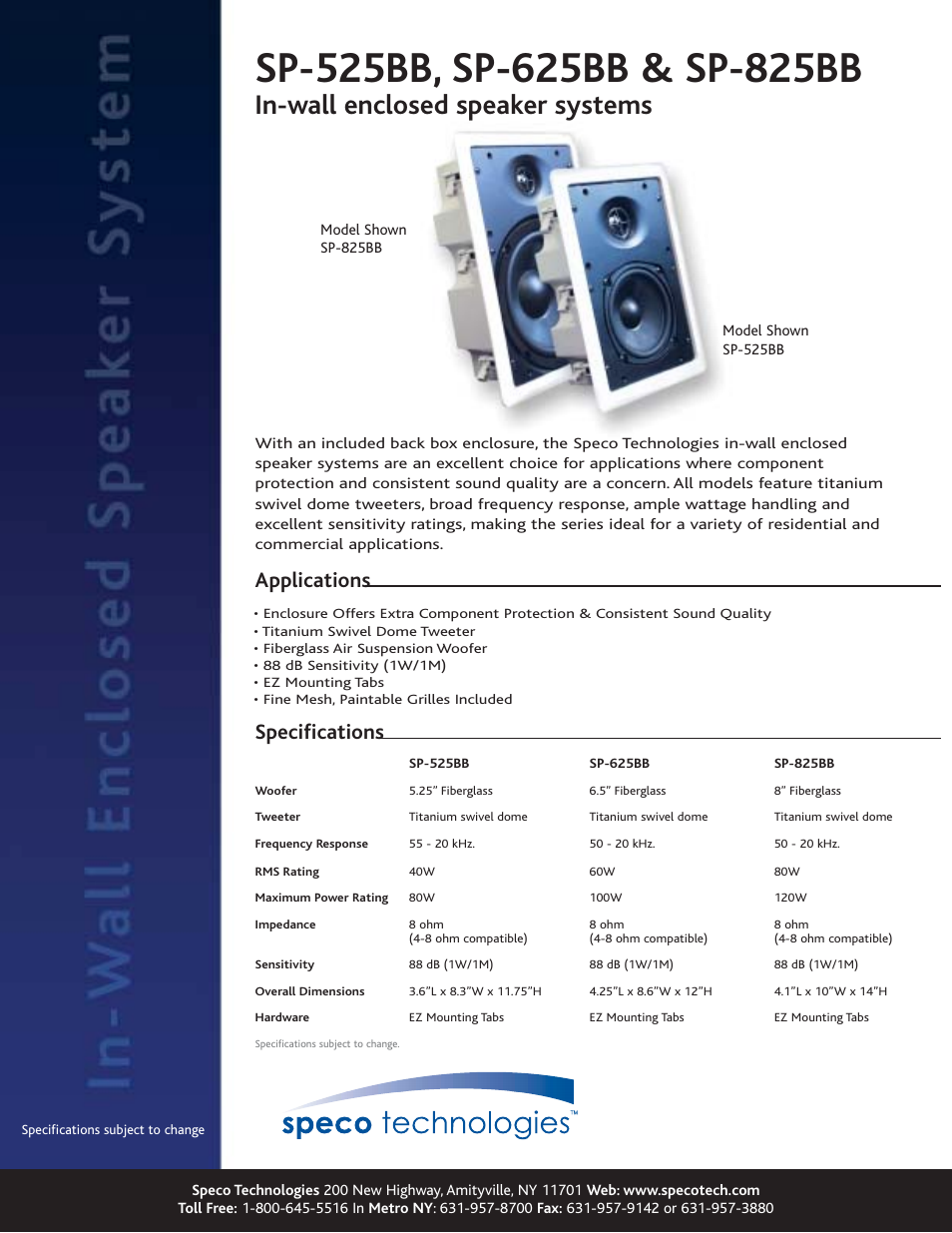 Speco Technologies CSi/SPECO SP-625BB User Manual | 1 page