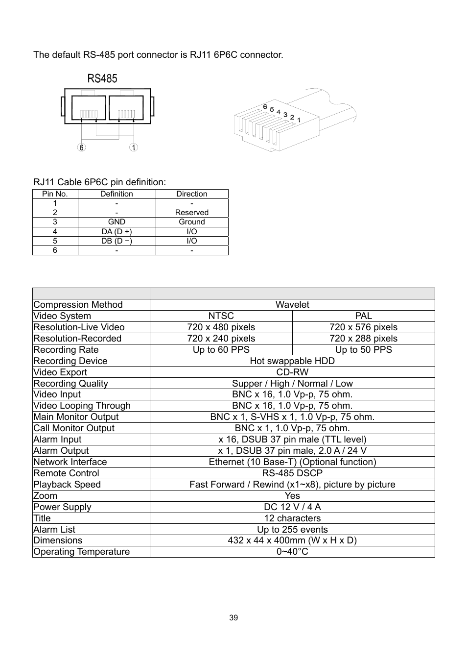Specification | Speco Technologies DVR-16/IP User Manual | Page 40 / 46