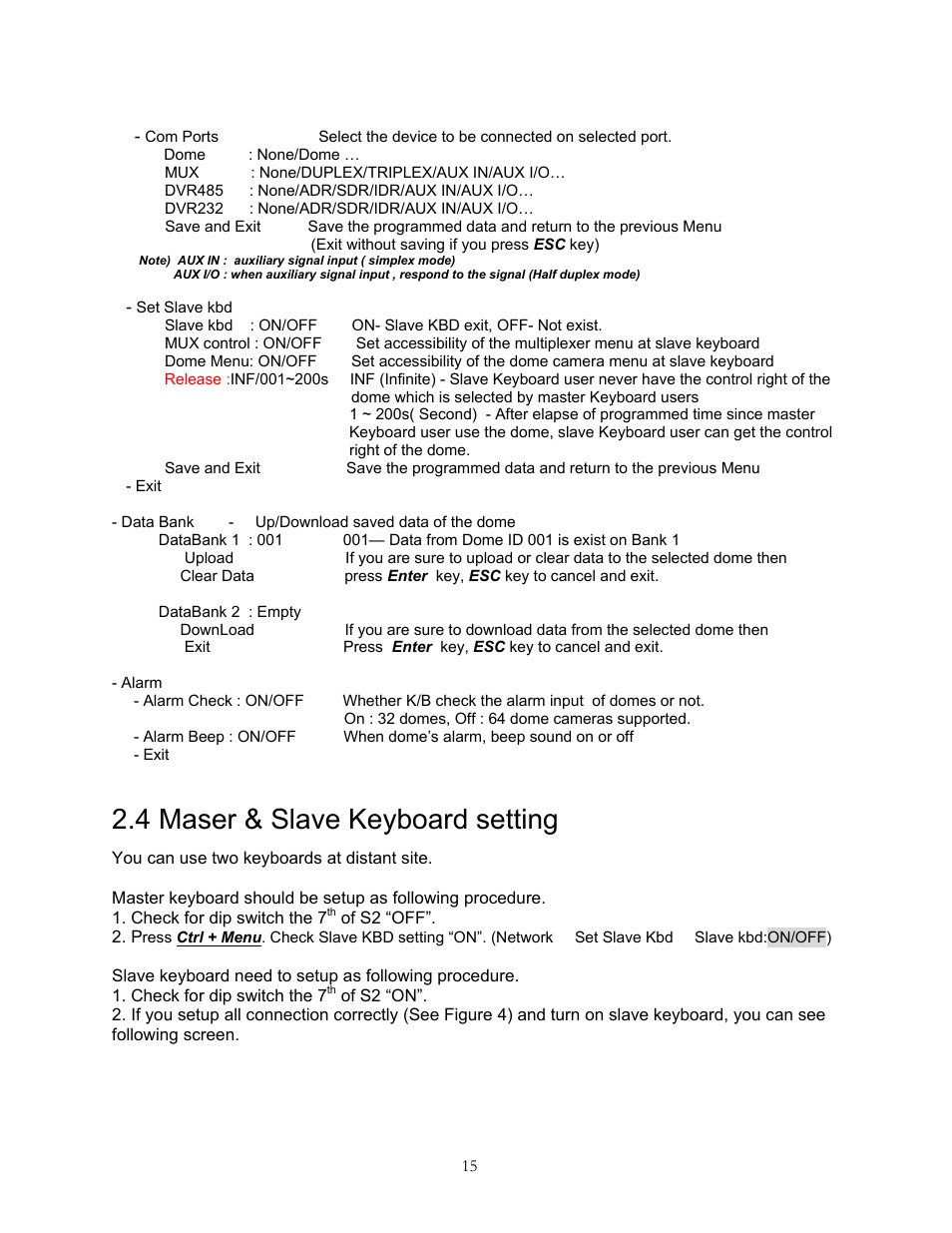 4 maser & slave keyboard setting | Speco Technologies KBD-927 User Manual | Page 15 / 33