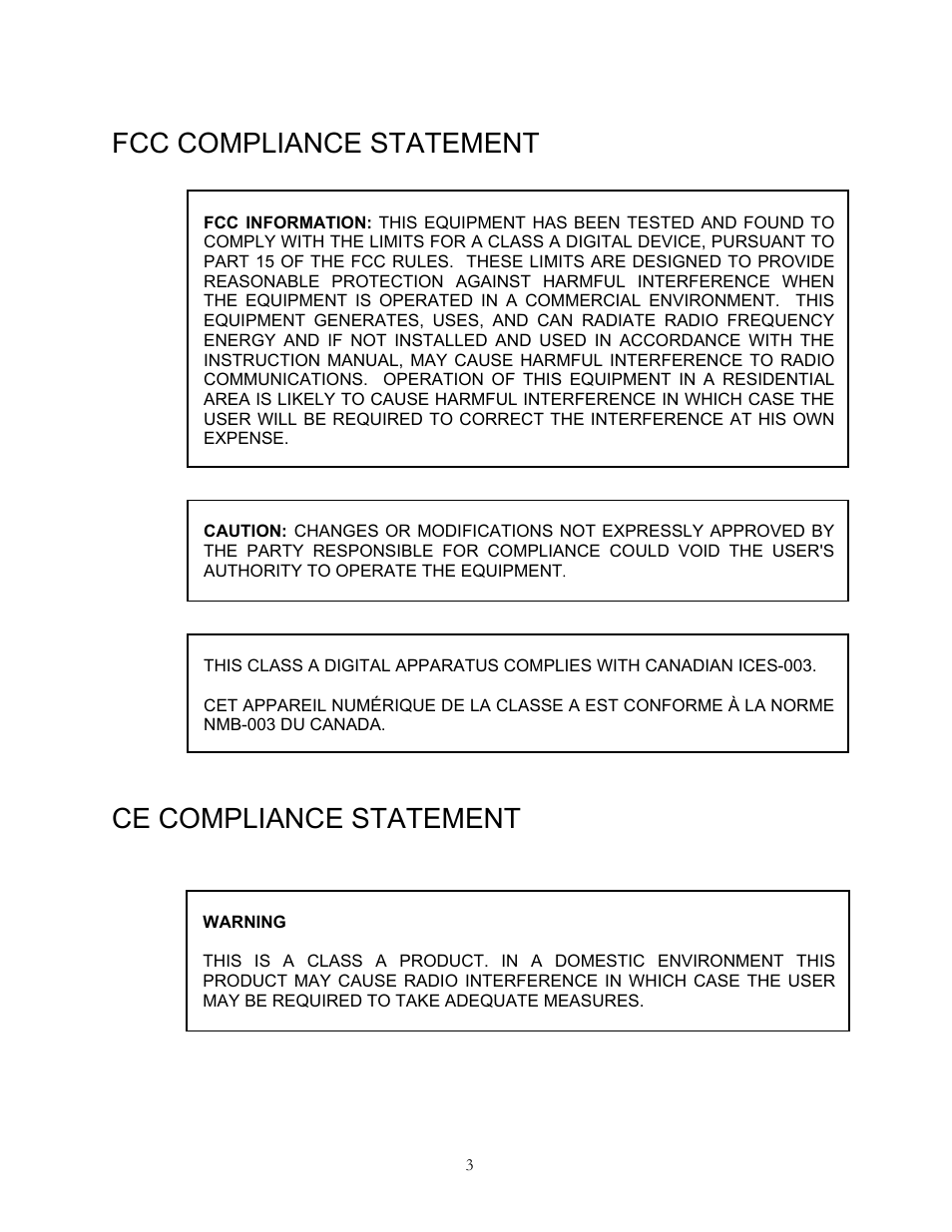 Fcc compliance statement, Ce compliance statement | Speco Technologies KBD-927 User Manual | Page 3 / 33