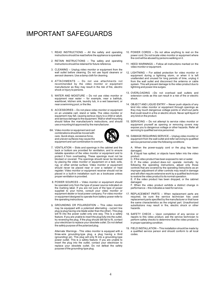 Important safeguards | Speco Technologies KBD-927 User Manual | Page 4 / 33