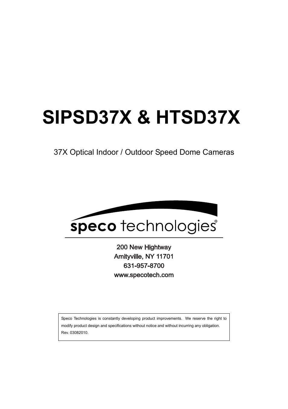 Speco Technologies SIPSD37X User Manual | 50 pages