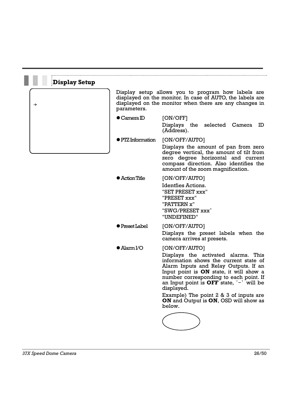 Osd menu 4, Display setup | Speco Technologies SIPSD37X User Manual | Page 26 / 50