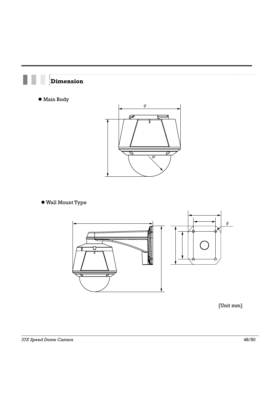 Specifications 5, Dimension | Speco Technologies SIPSD37X User Manual | Page 48 / 50