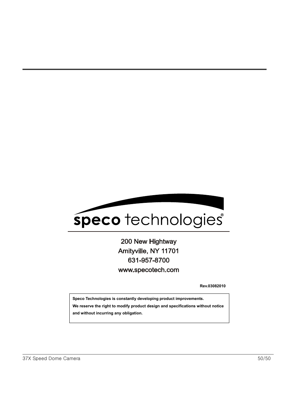 Speco Technologies SIPSD37X User Manual | Page 50 / 50