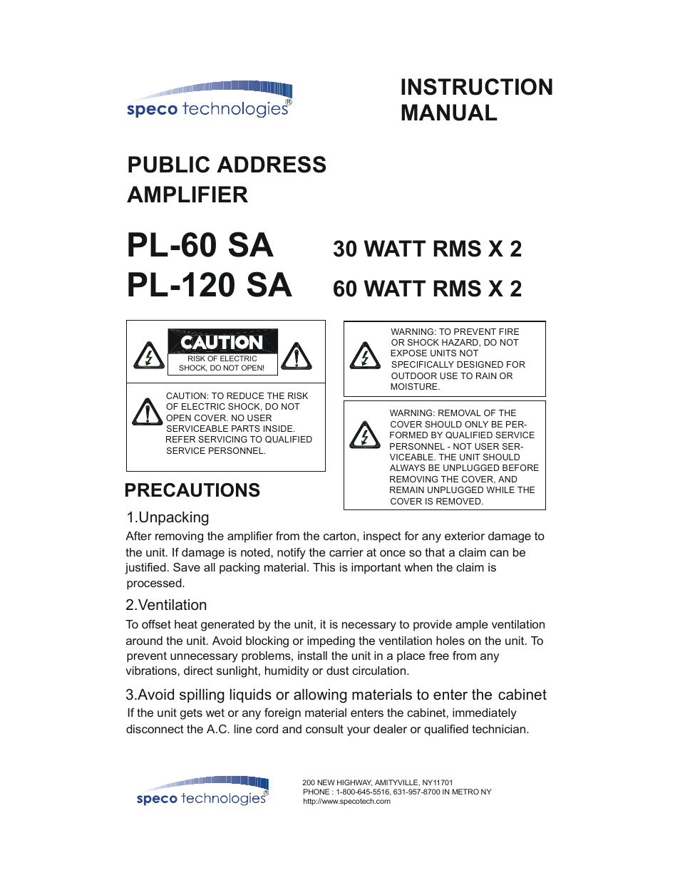 Speco Technologies PL-120SA User Manual | 8 pages