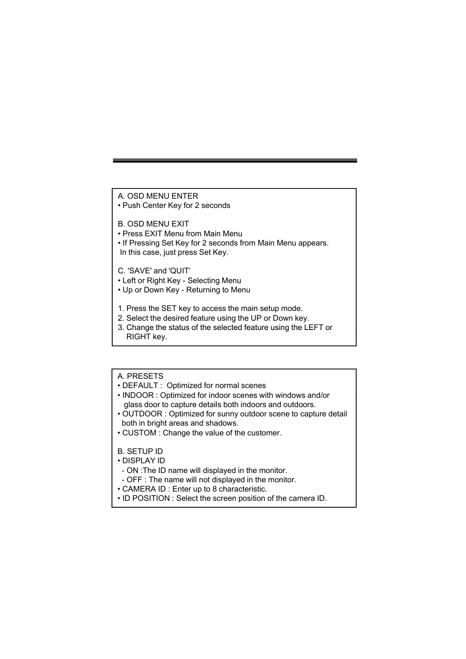 Osd menu details | Speco Technologies WIDE DYNAMIC RANGE CVC624WDR User Manual | Page 10 / 20