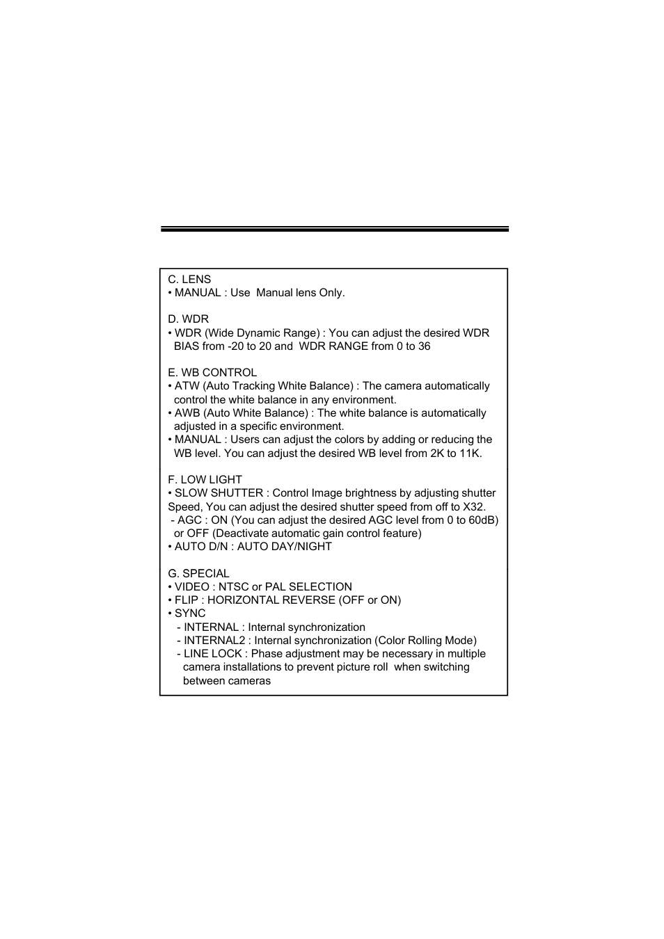 Osd menu details | Speco Technologies WIDE DYNAMIC RANGE CVC624WDR User Manual | Page 11 / 20