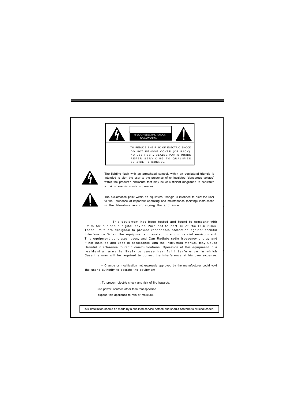 Warning & caution | Speco Technologies WIDE DYNAMIC RANGE CVC624WDR User Manual | Page 2 / 20