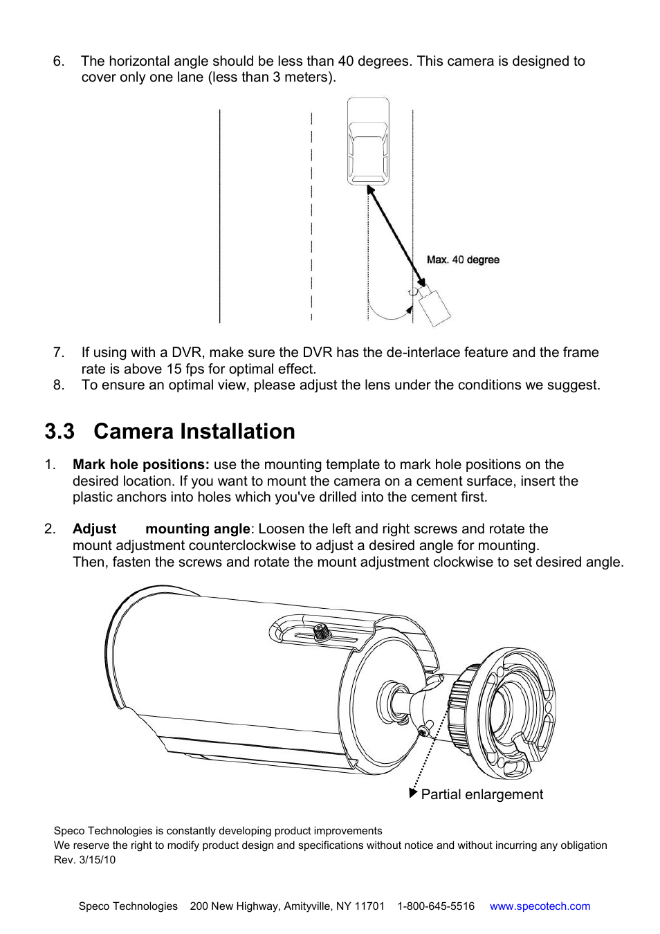 3 camera installation | Speco Technologies LPRB922 User Manual | Page 8 / 10