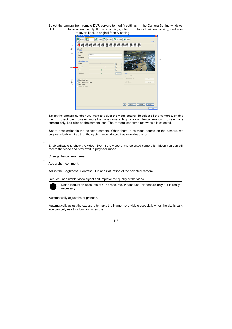 Camera setting | Speco Technologies PC Pro Series User Manual | Page 121 / 136