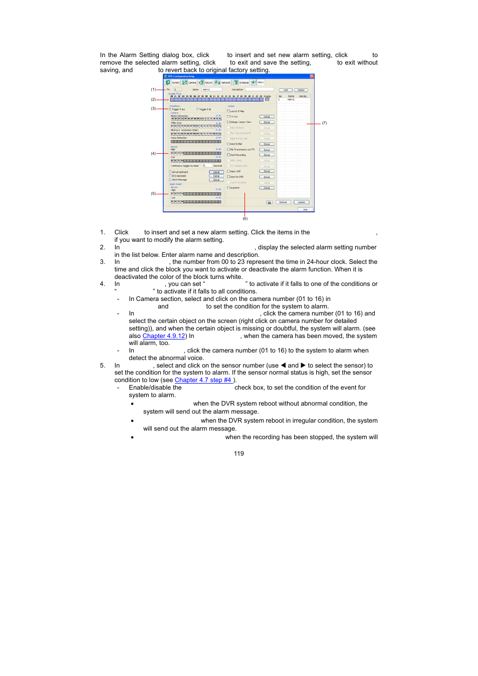 Alarm setting | Speco Technologies PC Pro Series User Manual | Page 127 / 136