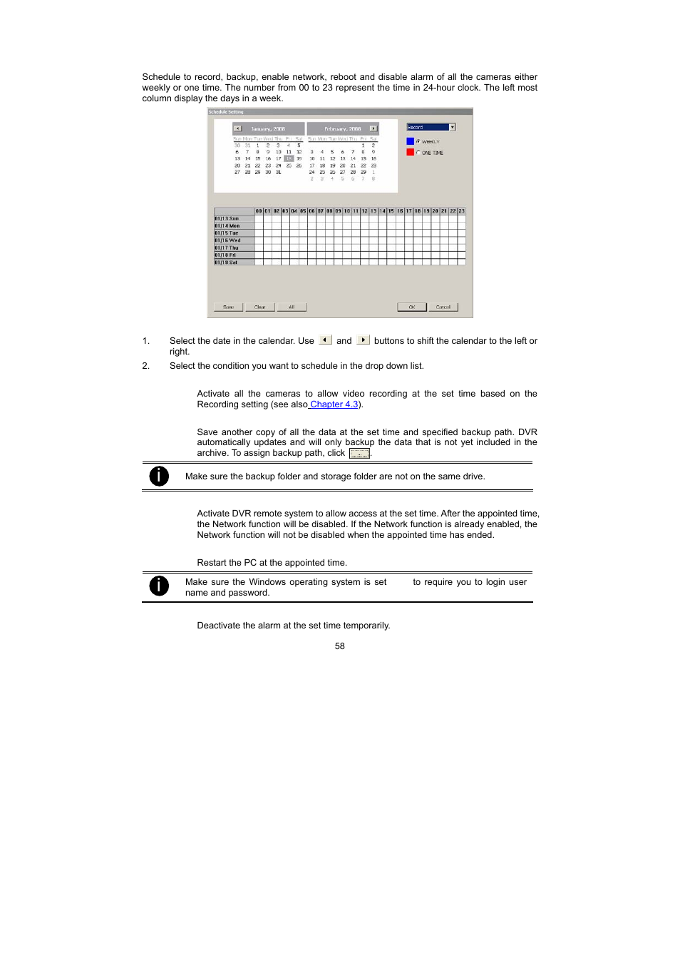 5 schedule setting | Speco Technologies PC Pro Series User Manual | Page 66 / 136