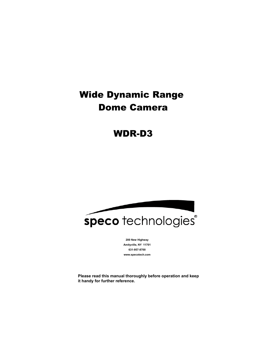 Speco Technologies WDR-R3 User Manual | 16 pages