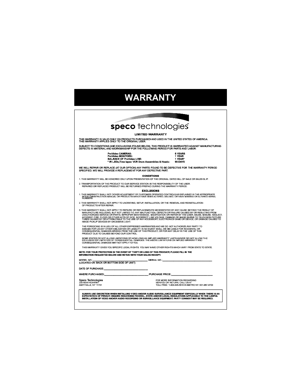 Speco Technologies WDR-R3 User Manual | Page 15 / 16