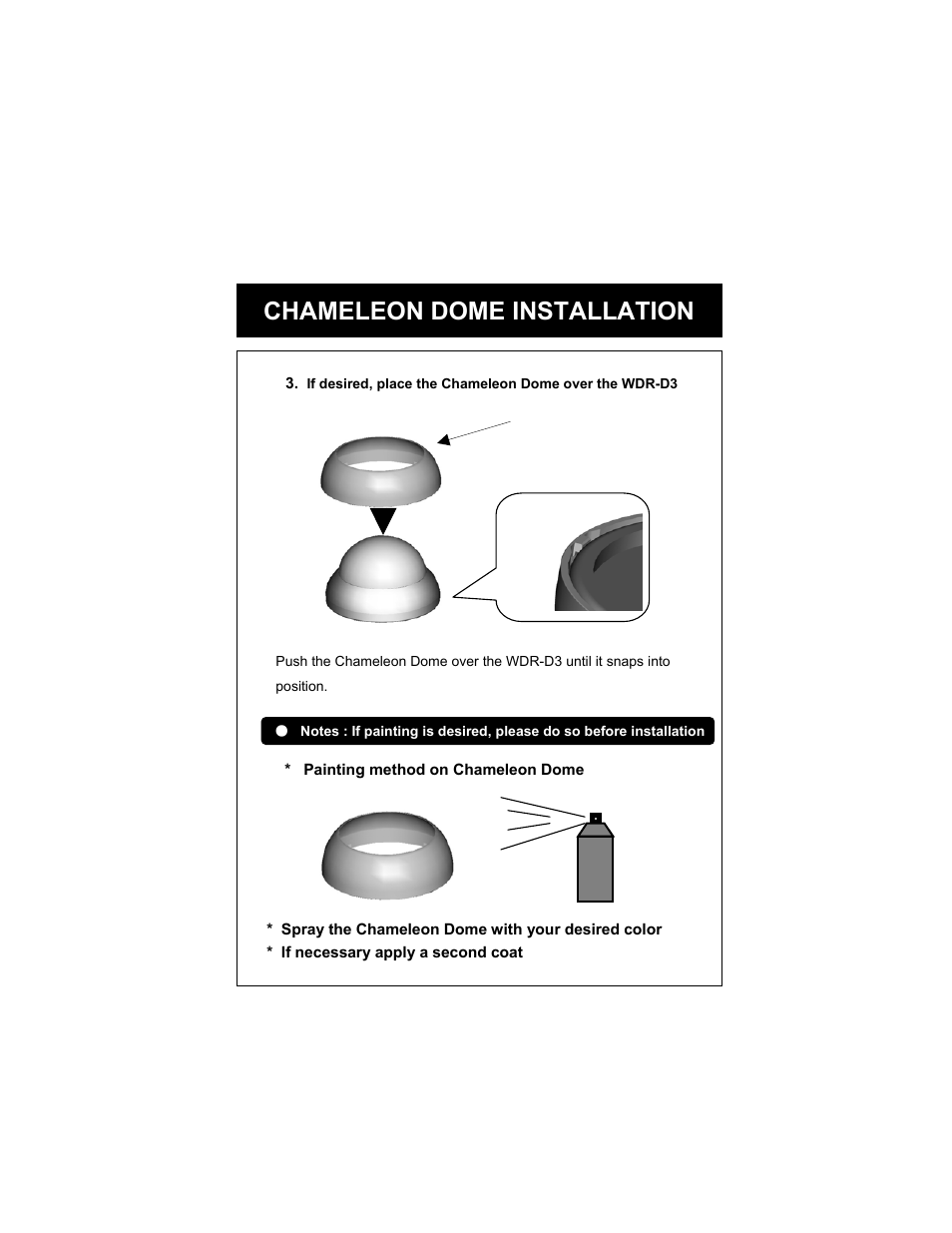 Chameleon dome installation | Speco Technologies WDR-R3 User Manual | Page 5 / 16