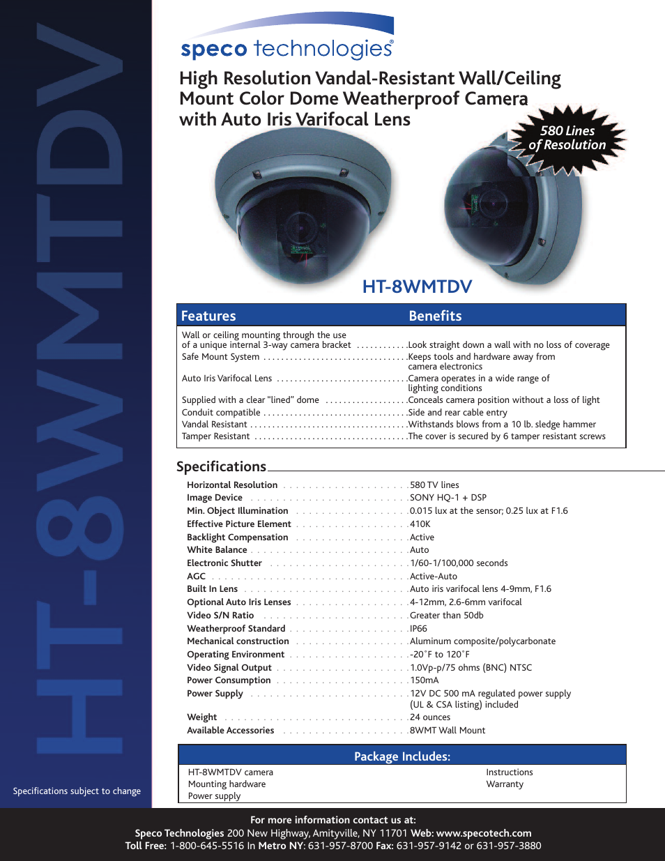 Speco Technologies HT-8WMTDV User Manual | 1 page