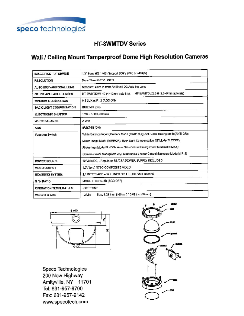 Speco Technologies HT-8WMTDV Series User Manual | 3 pages